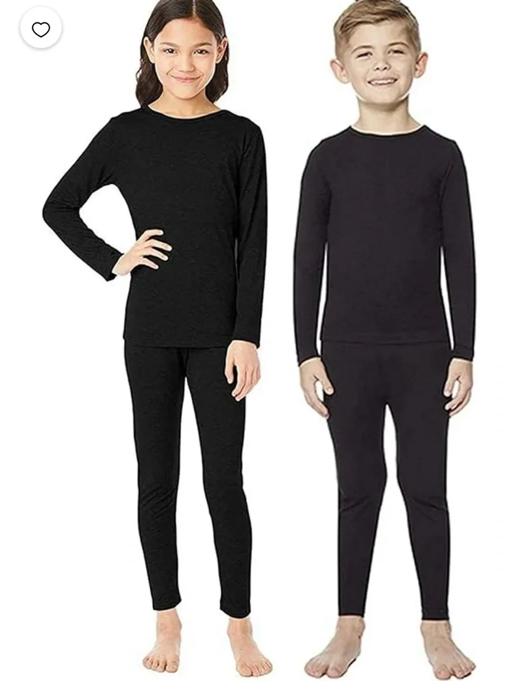 Kids Black Long Sleeve Pajama Set - Breathable Two-Piece warmer